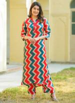 Pure Muslin Multi Colour Traditional Wear Printed Readymade Kurti With Bottom